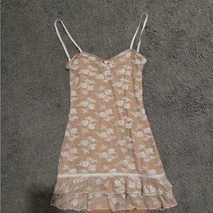 Edikted Tan Floral Mini Dress